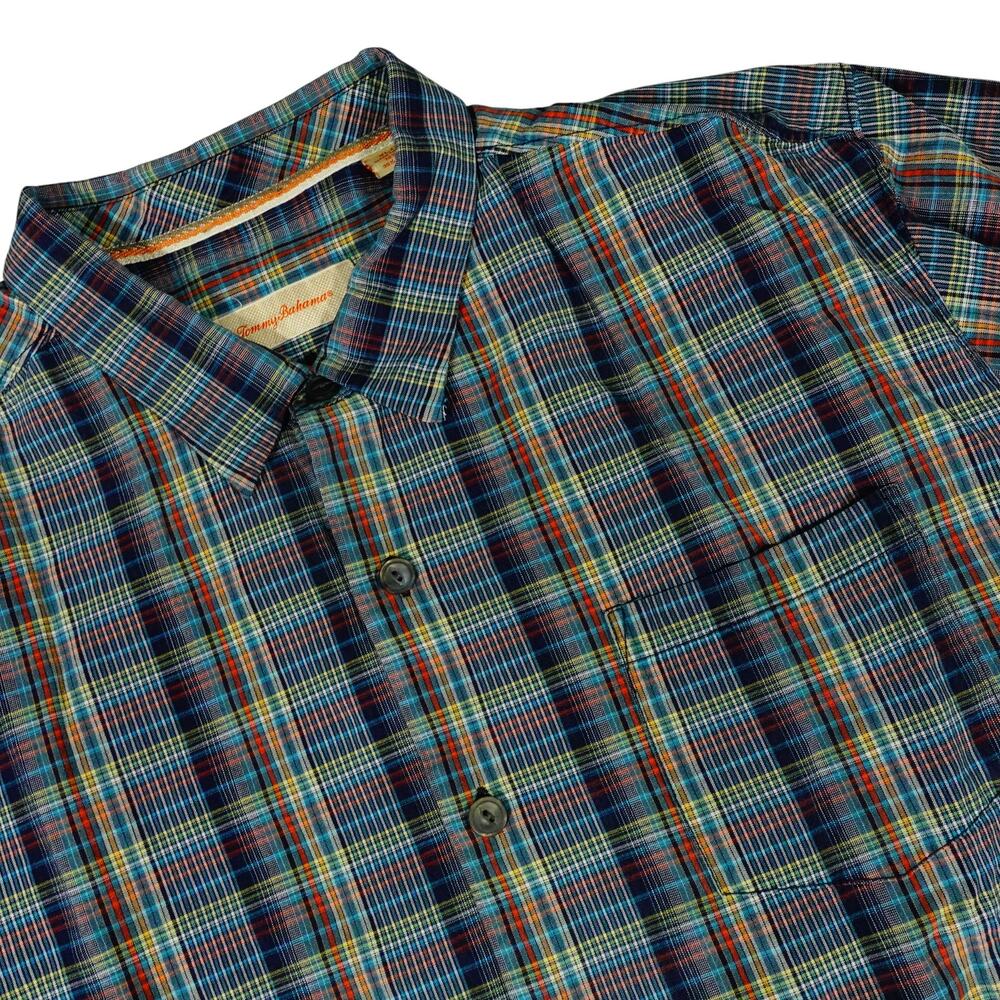 Tommy Bahama Silk Blend Check Multicolor Long Sleeve Button Up Casual Shirt XL